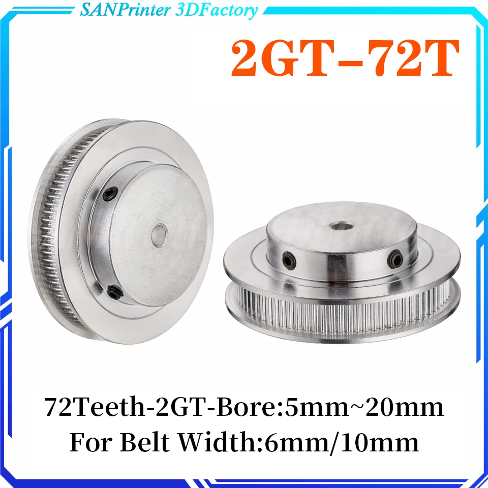 

72 Teeth 2GT Timing Pulley Bore 6/6.35/8/10/12/14/15/16/17/19/20mm for GT2 Open Synchronous belt width 6/10mm 72Teeth 72T