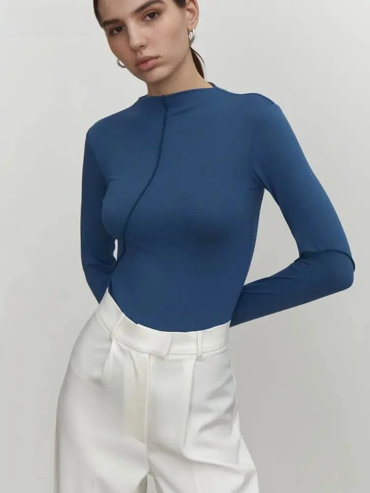 

Sumuyoo Splice Slim Fit Long Sve Женская футболка Весенне-Осенний сезон Другое материал 00% базовый слой Брюки Женская мода