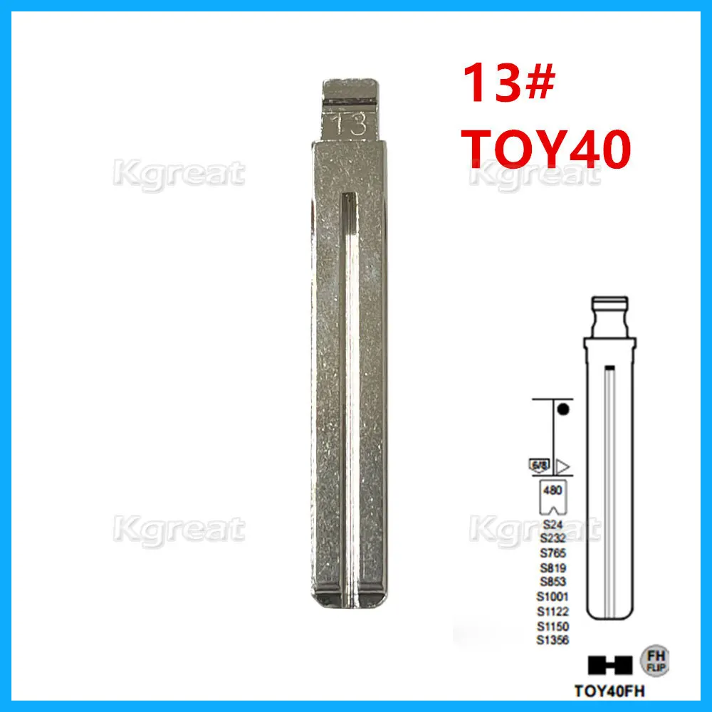 

10pcs 13# Uncut Flip Metal Key Blade TOY40 TOY48 Toy48FH for Lexus,Toyota IX35 for KD Keydiy Xhorse VVDI Remotes Key Blank No.13