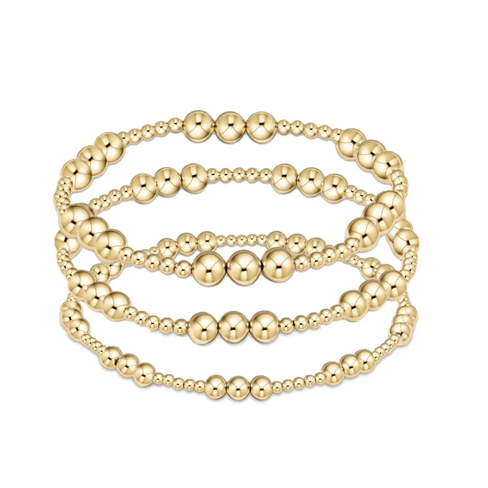 KKBEAD, pulsera chapada en oro de 18 K, Pulseras con cuentas para Mujer, joyería resistente al agua, Pulseras elásticas para Mujer