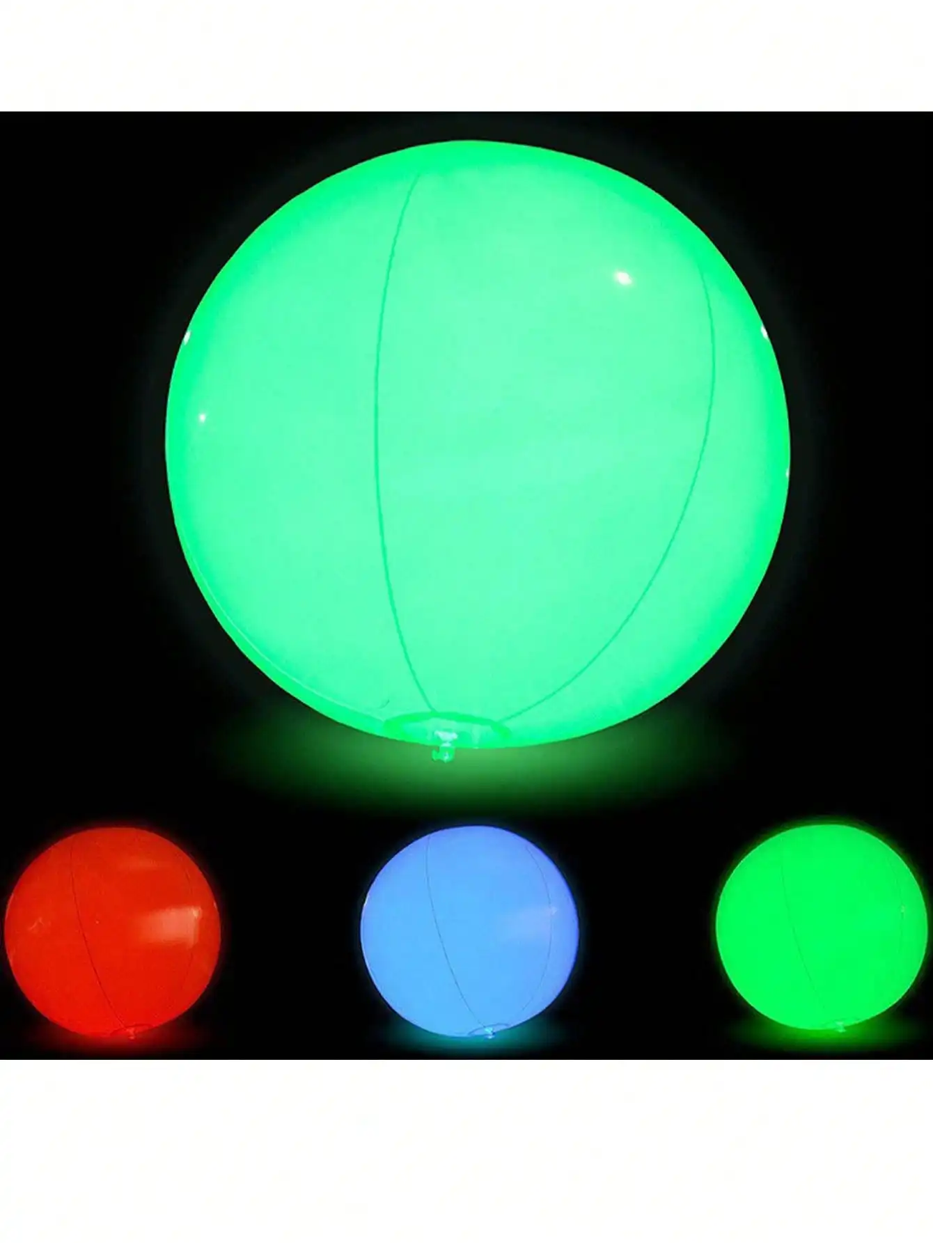 Glow Ball 16'' Inflatable LED Light Up Beach Ball with Remote, for Beach Indoor Outdoor Games and Decorations, 1PCS Random