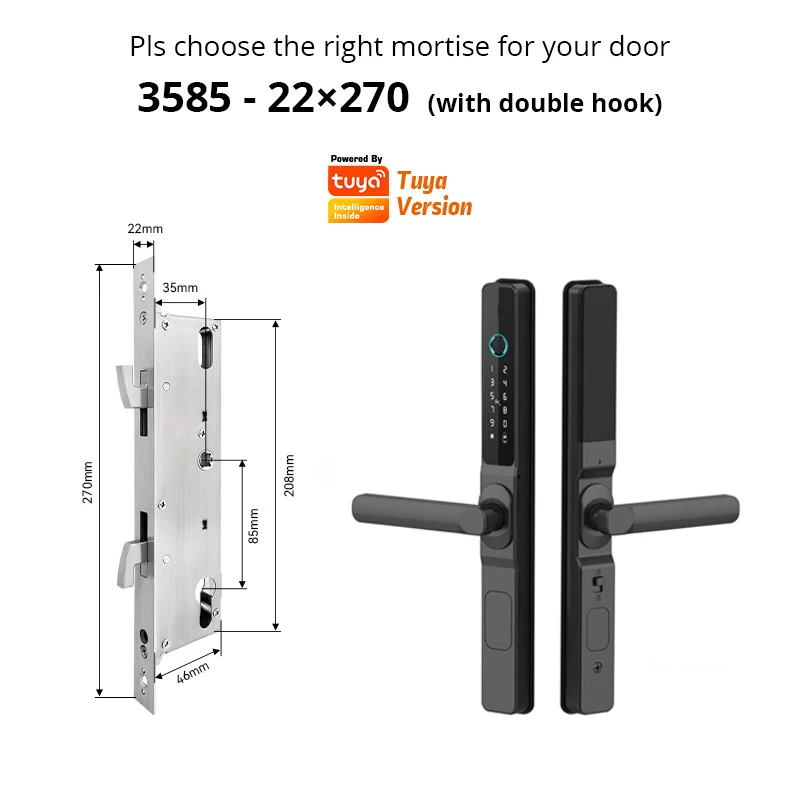Waterproof Camera Fingerprint Lock TUYA WIFI APP RFID Card Code Keyless Electronic Smart Door Lock Aluminum/Glass Sliding image 3