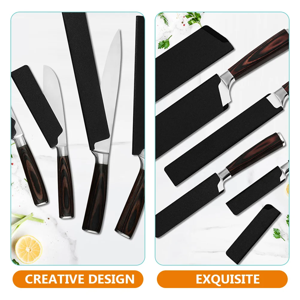 4 Pcs Kitchen Knife Protector Cover Wear Resistant Portable Sleeve ABS Flocking Cloth Use Camping Travel Supply