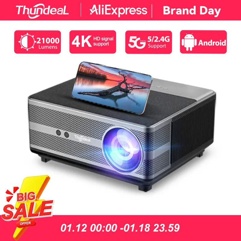 توصية مفصلة لـ ThundeaL Full HD 1080P Projector TD98 WiFi LED 2K 4K Video Movie Beam TD98W Android Projector PK DLP Home Theater Cinema Beamer