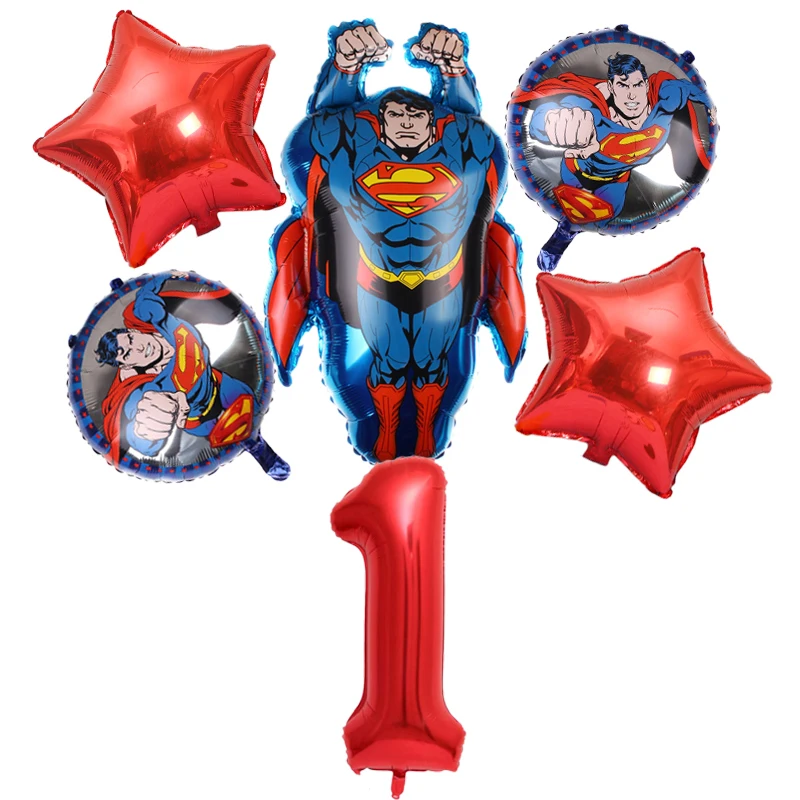 6pcs DC superhero Theme Party Air Balloons set superman 32 pollici numero Foil Balloon ragazzi decorazioni di compleanno forniture per feste per