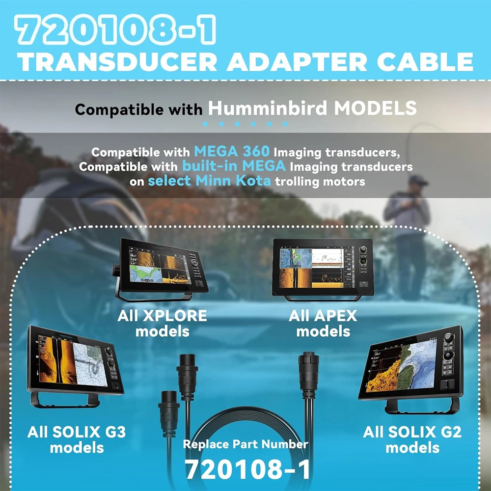 720108-1 14 M360 2DDI Y Transducer Adapter Cable, Compatible with Humminbird MEGA 360 and 2D/MDI Transducers, 14-Pin Y Cable