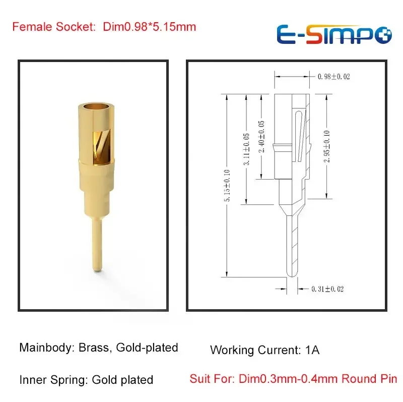 100pcs Dim0.3-0.46mm Mini Round Hole Pin Header Female Gold PCB Solder Claw Spring Jack Crystal Oscillator Sensor Relay Socket