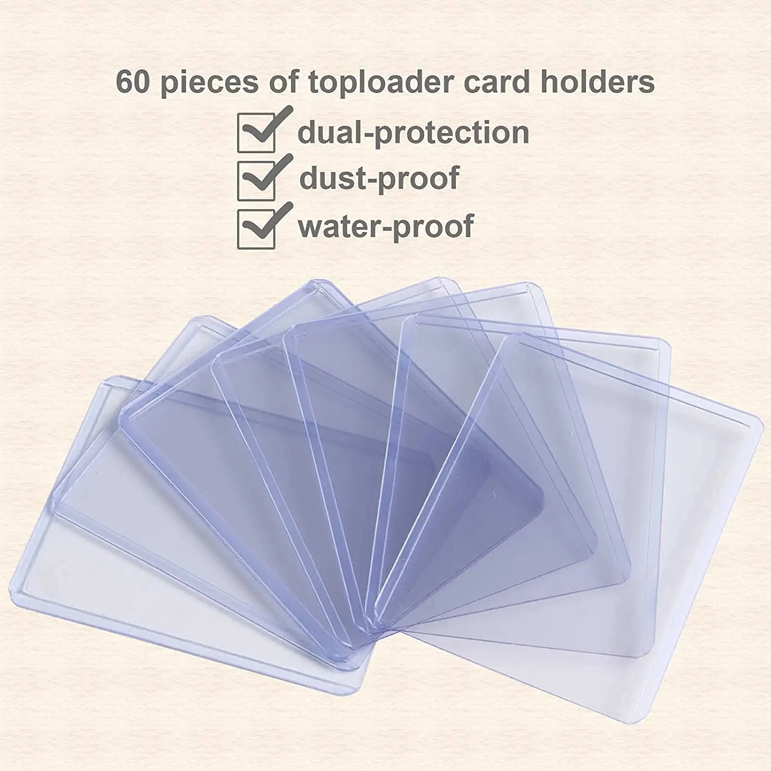 60 Pieces Toploader Card Sleeves Trading Card Holder Topload Card Holder Protective Sleeves Holder for Baseball Card