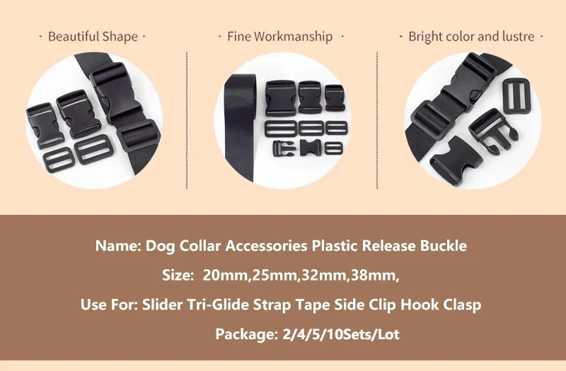 2-10 Sets 20/25/32/38mm Nylon-Gurtband mit verstellbarer Kunststoff-Schnellverschluss-Schnalle, Tri-Glide-Schieber, Seitenverschluss für Taschen, Band, Gurt, Nähzubehör – Detail 4