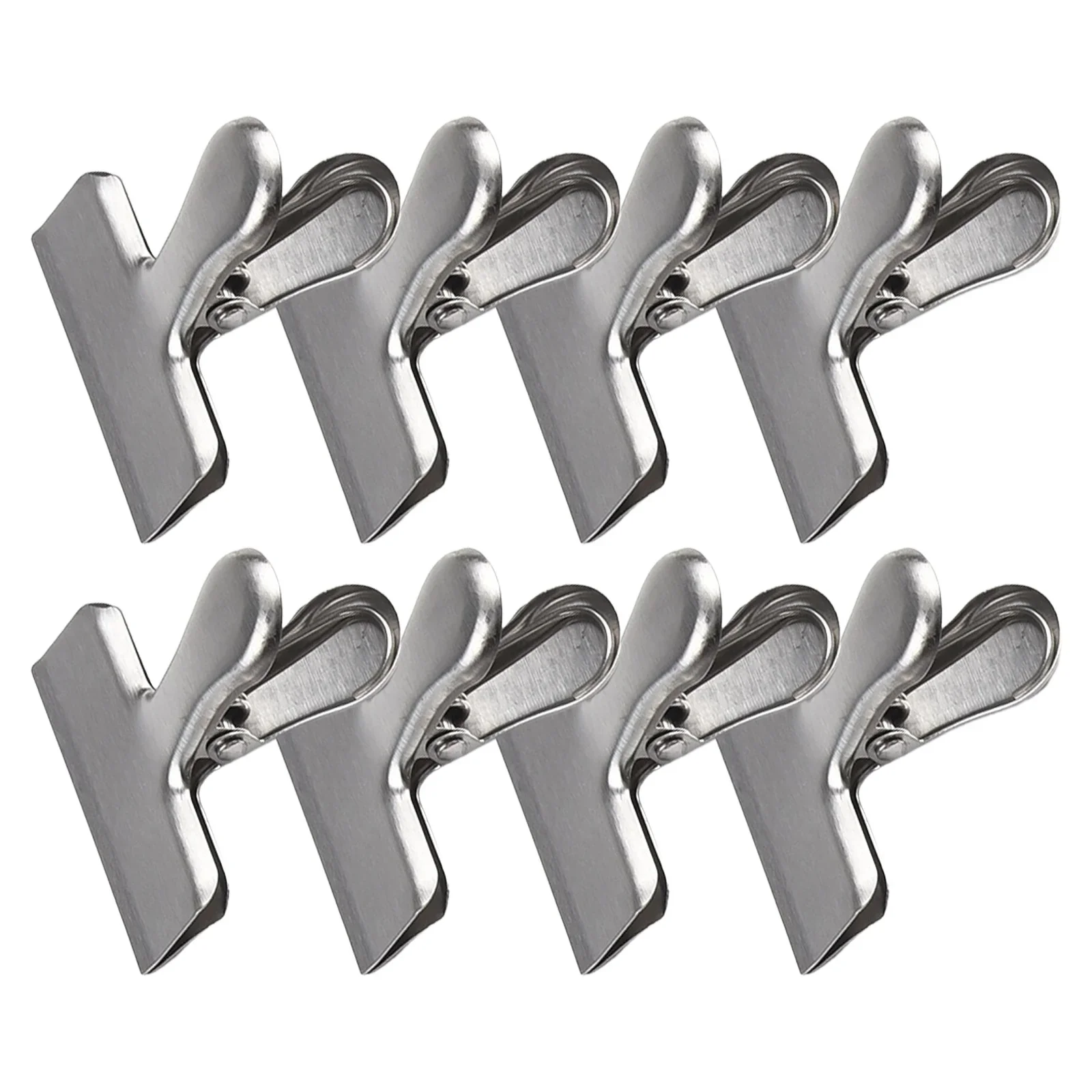 8pcs Set Metal Chip Bag Clips Stainless Steel Home Kitchen Food Snack Clips Ticket Holders And Folders Kitchen Office Tool