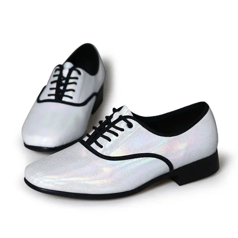 2025 Modern Dance Shoes Men Genuine Leather Soft Square Dancing Shoes GB Social Waltz Dance Shoes Breathability Sneakers Tango