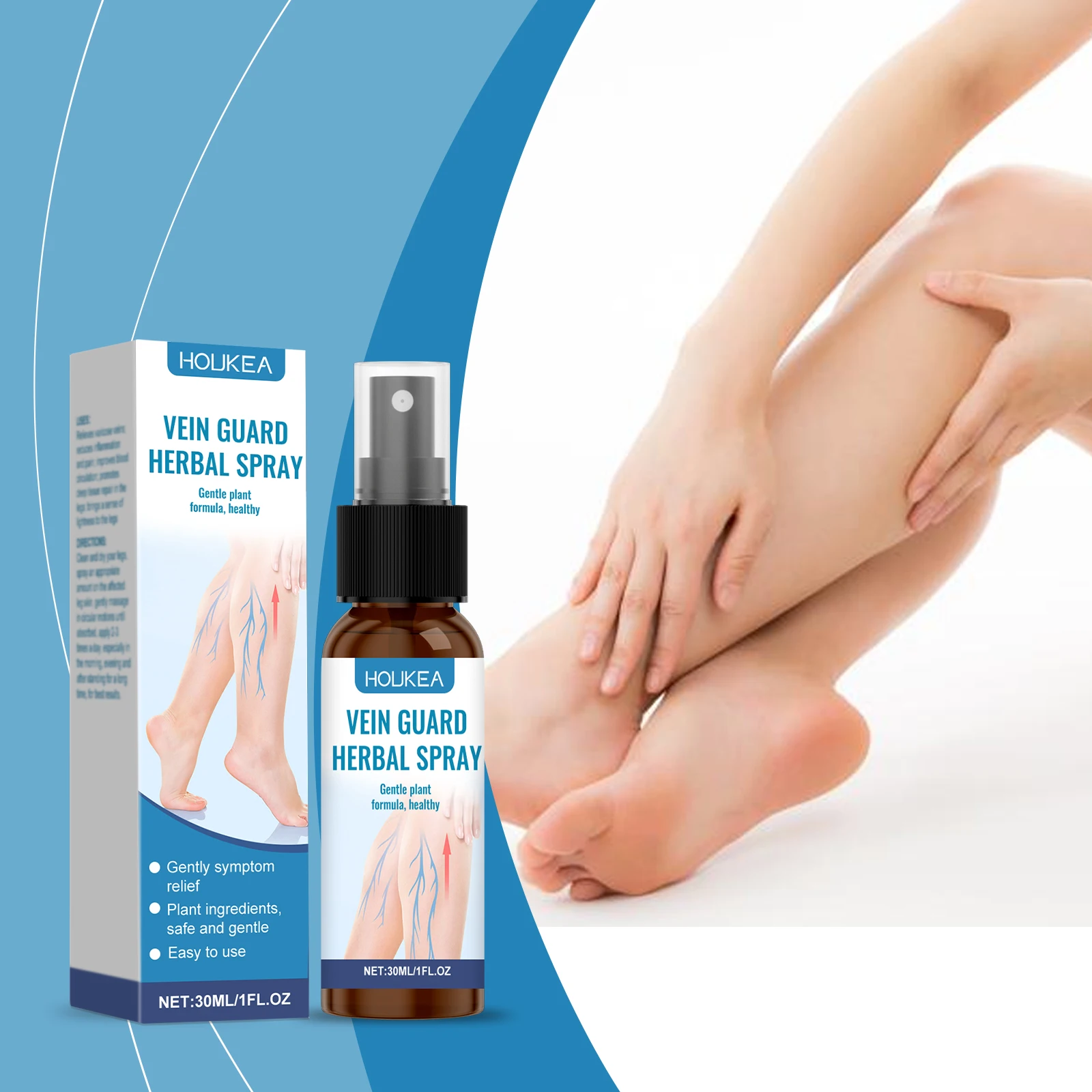 Houkea Herbal Care Spray Daily Gentle Care Comfortable Massage Leg Skin Care Spray