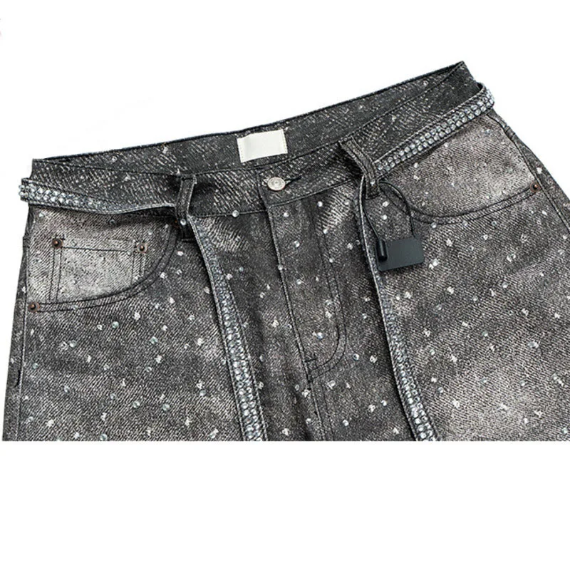 HKSH Jeans Lurus Chic Pasang Jalanan Tinggi Pria Baru Musim Semi Musim Panas Celana Fashion Ins Kasual Dicuci Antik HK6388