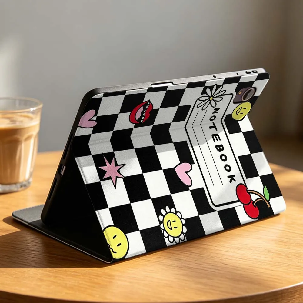 Cartoon Grid Flower Case For Huawei Matepad M6 10.8 11 11.5S Pro Air SE Honor Tab 8 9 10 V9 X8 X9 X10 Magic Pad GT 2 3 Tablet