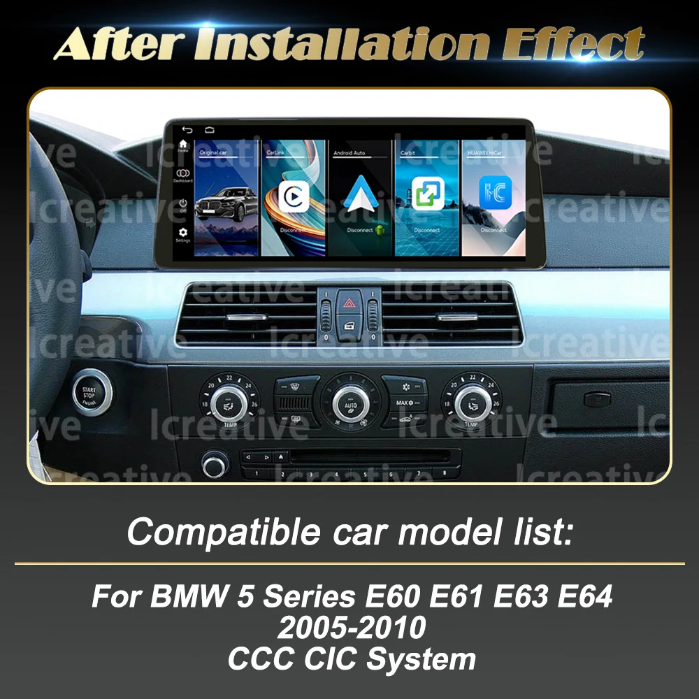 12.3 inch Linux Wireless Carplay Android Auto Car Multimedia Player For BMW 5 Series E60 E61 E63 E64 2005-2010 CCC CIC Navi GPS view 3