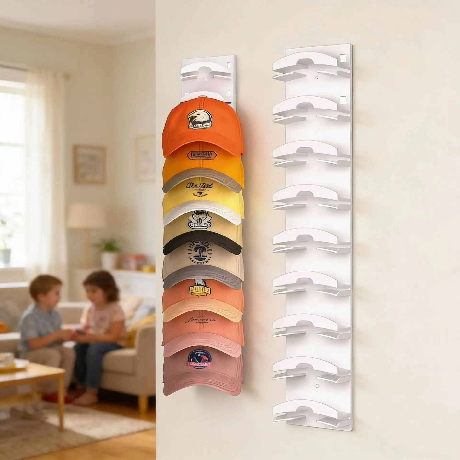 Suporte de Armazenamento para Chapéus, Montado na Parede para 18 Bonés, Prateleira Multicamadas, Expositor que Economiza Espaço para Quarto, Porta de Armário, Entrada