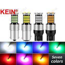 KEIN 2PCS 7Color P21W 1156 1157 Led Bulb BA15S BAY15D T20 7440 7443 W21W 45SMD 4014 Car Turn Signal Tail Brake Stop Reverse Lamp
