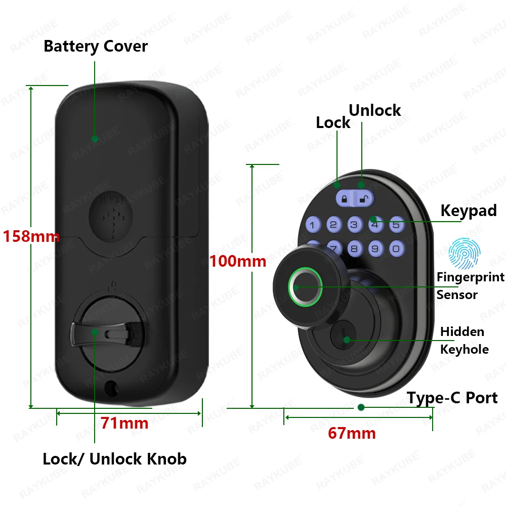 Serrure à pêne dormant intelligente pour porte en bois, empreinte digitale numérique, Bluetooth, prise en charge du mot de passe temporaire à distance, Tuya, 904F