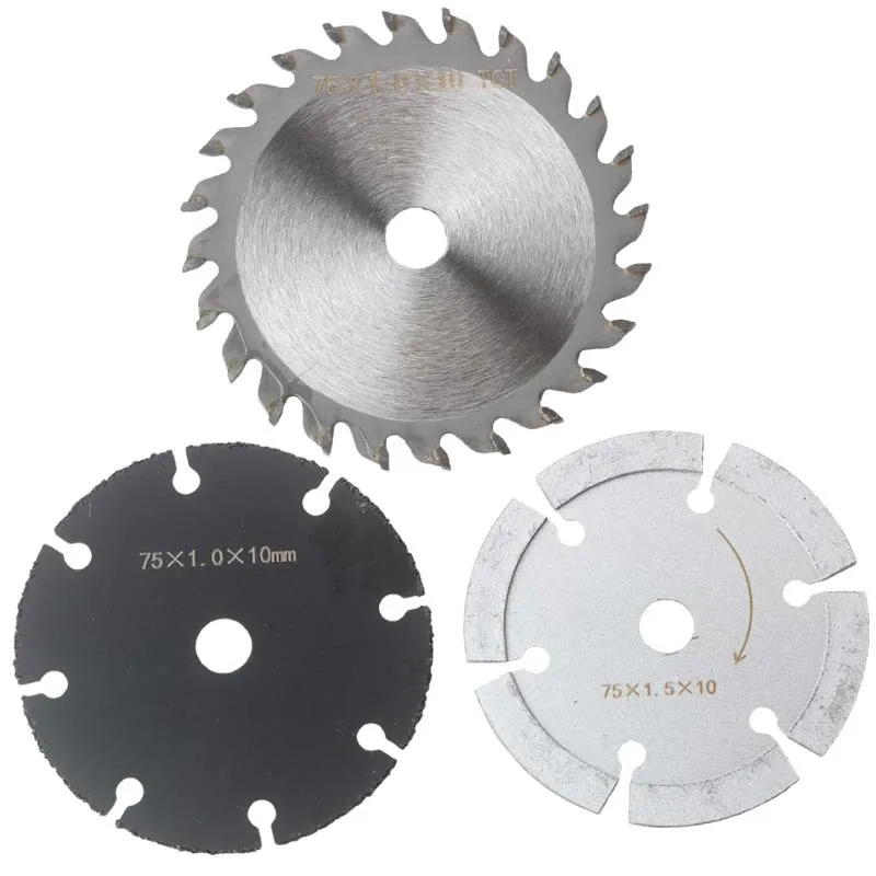 75mm 3インチ合金木材切断鋸刃、リチウム電動チェーンソー、ミニアングルグラインダー切断機用固定刃