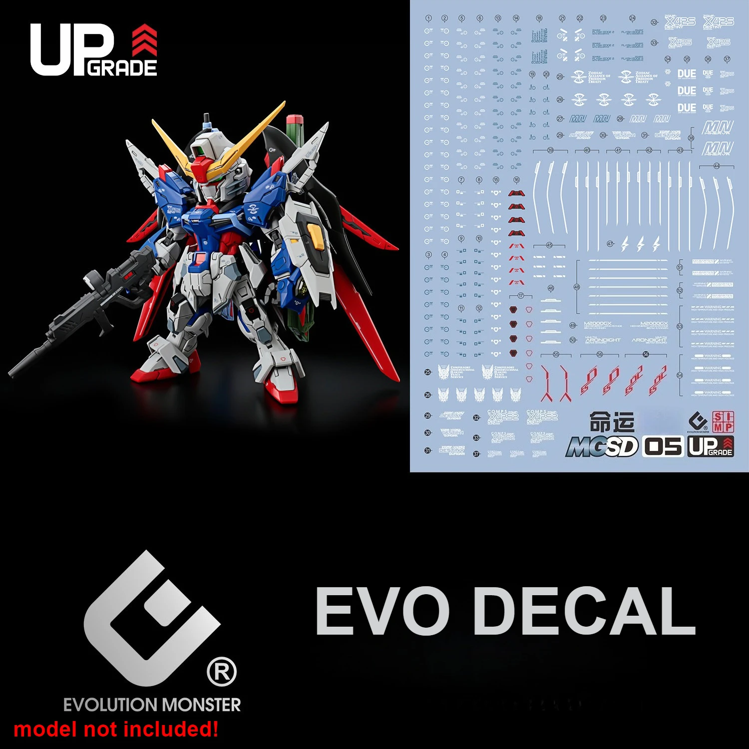Autocollants fluorescents de haute précision EVO MGSD-05 pour MGSD ZGMF-X42S SEED DESTINY, accessoires de mise à niveau pour modèle DIY
