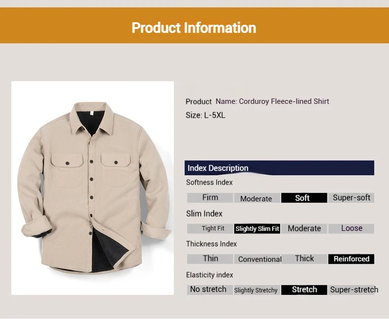 Heavy Chunky High Pit Chunky Strip Vintage Cord Langarmshirt Herren Herbst Winter Baumwolle Cargo Shirt Jacke – Detail 9