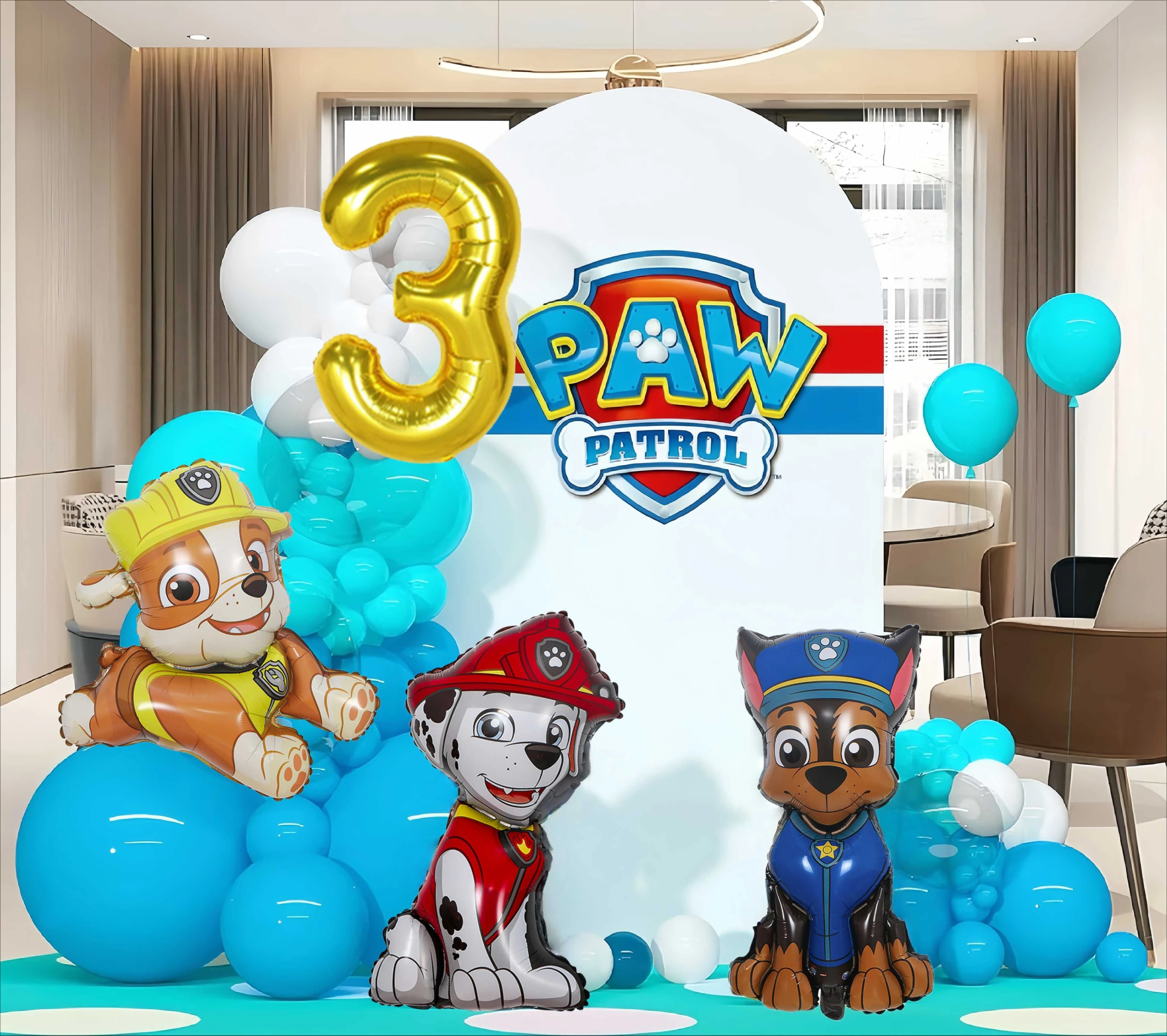 64 pçs dos desenhos animados pata patrulha tema folha balão número balão skye perseguição festa crianças festa de aniversário decoração presente do bebê balão
