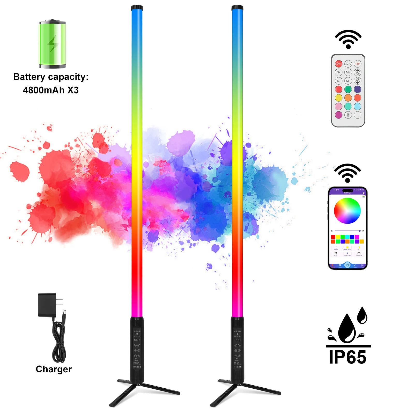 

2Pack New Design TL-150 D40 1.5m APP Control RGB 360 Led Pixel Tube Lights Bar Stand for Video Party Events DJ Stage Lighting