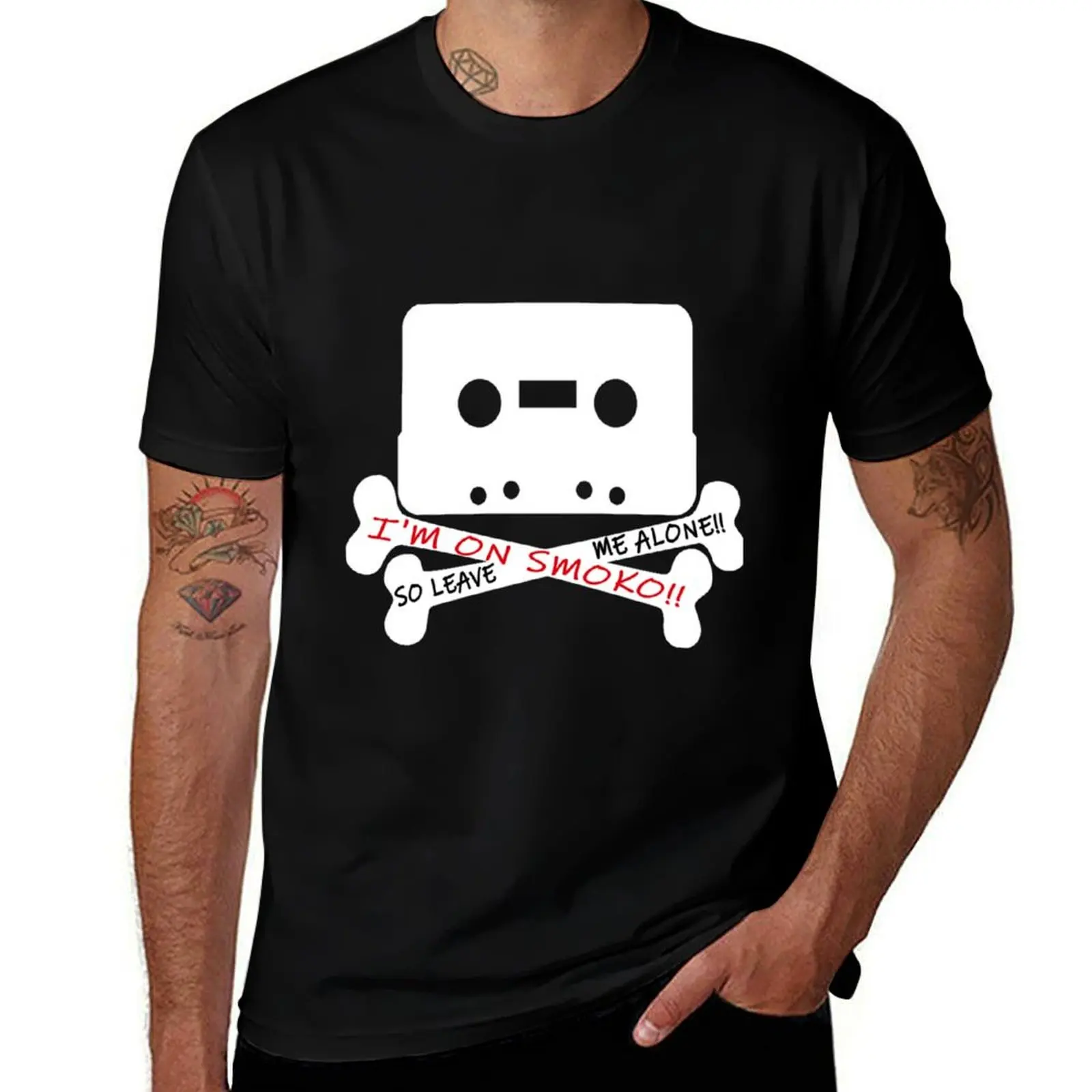 

I_m On Smoko Leave Me Alone Cassette Tape Crossbones Skull Retro Premium T-Shirt man t shirts for men casual T-Shirt
