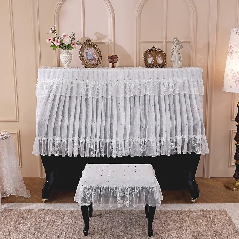 Gauze Piano Half Cover Dust Proof Piano Bench Cover Cloth Comfortable To The Touch Easy To Store Living Room Piano Decoration