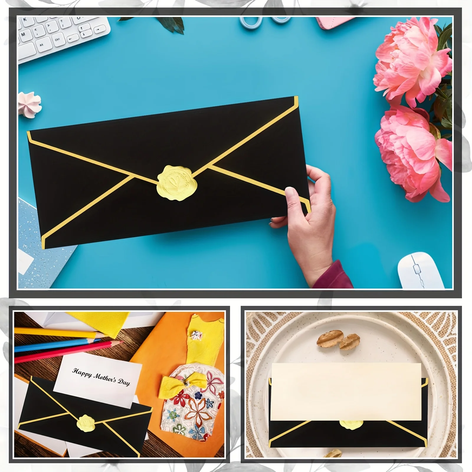 10 قطعة 240x105 مللي متر المغلف الغربي الذهبي حواف لدعوات الزفاف بطاقة بريدية المغلفات عالية الجودة الأعمال هدية التعبئة #3