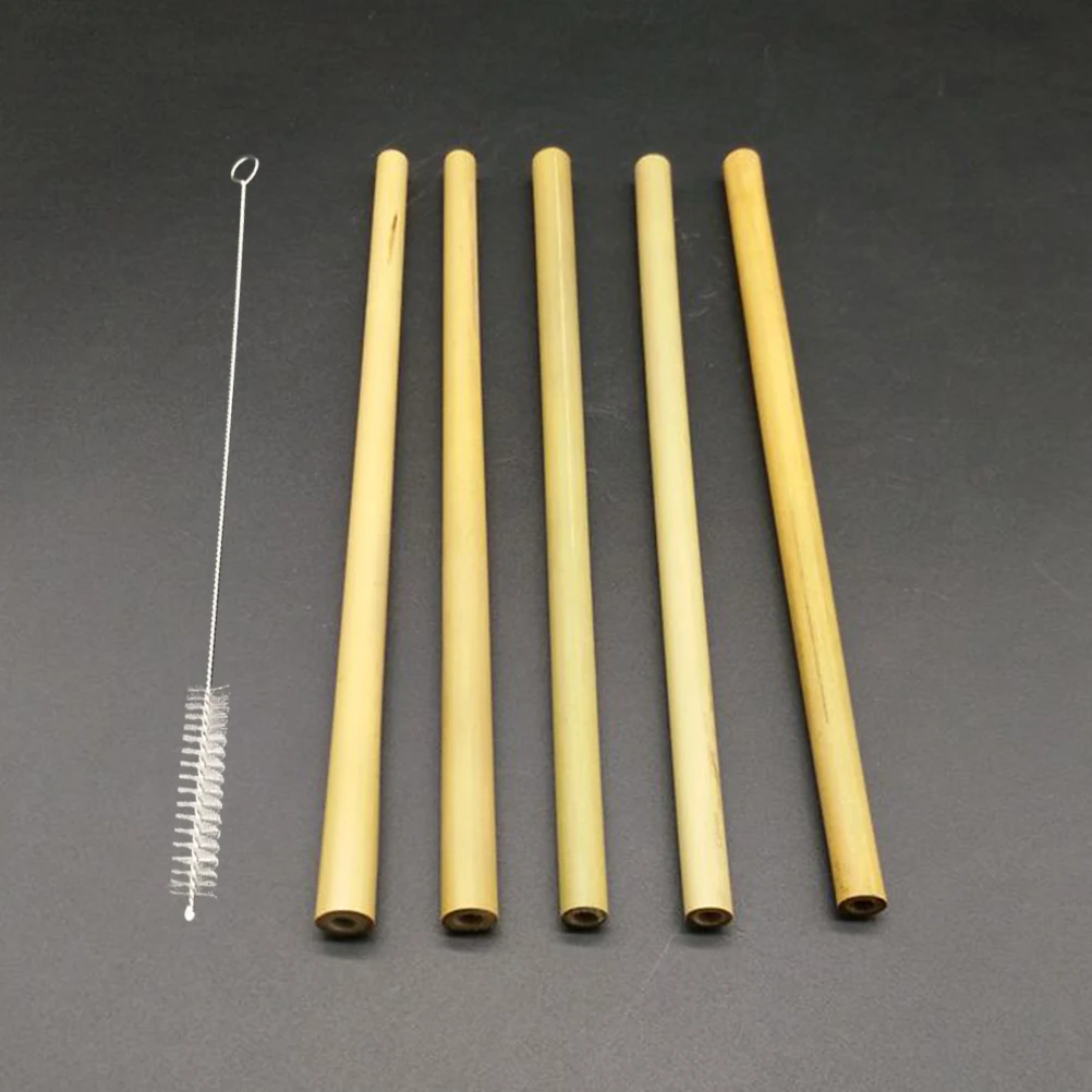 

22pcs Bamboo Set Reusable Biodegradable Biodegradable Srtaw Eco Friendly Drinking Straws 2 Brushes Bar Accessories
