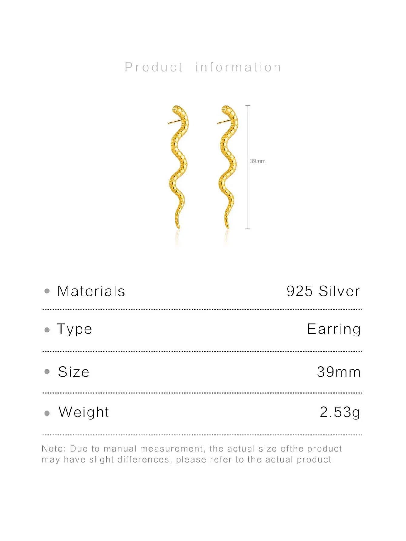 DPLAOPA-925 Sterling Silver Snake Stud Brinco para Mulheres, Clipes Piercing, Presente Bonito De Luxo Fino, Jóias De Festa, 100% Prata, Novo, 2024