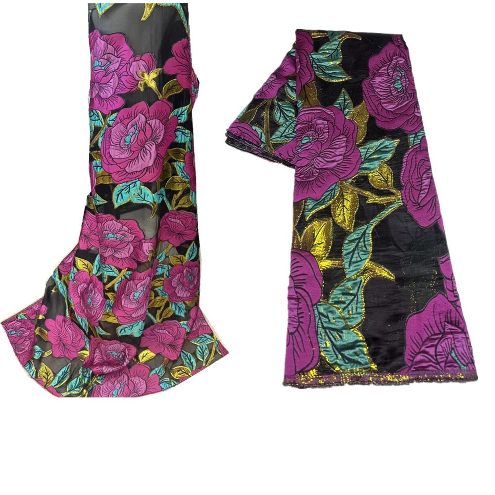 

Brocade Lace Fabric Organza Embroidery African French Lace Fabrics For Women Dress 5 Yards