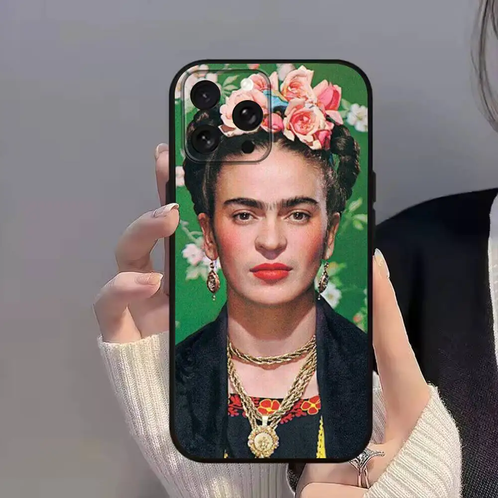 Frida K-Kahlo-ES Custodia per telefono Art per iPhone 11,15,16,14,13,17,12,Pro,SE4,Plus,E,Max,Air,Mini Cover nera