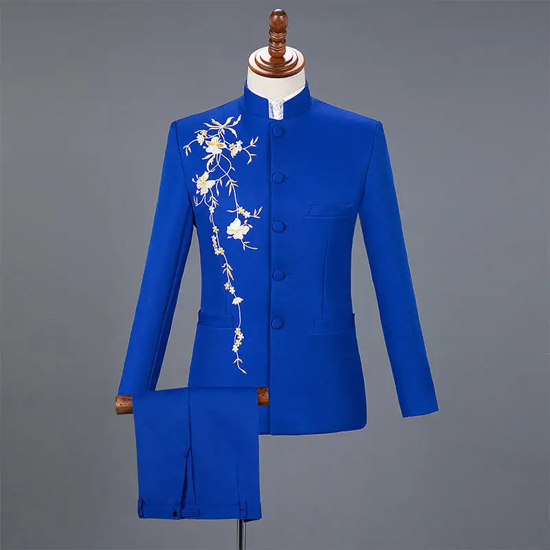 

Stand-up Collar Embroidered Self-cultivation Tang Chorus Performance Clothing Male Chinese Tunic Men's Suit