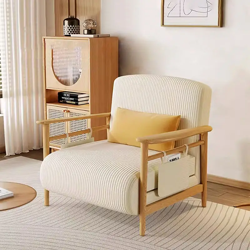 Modern Convertible Folding Sofa Chair - Wooden Frame & Corduroy Fabric, Extendable Bed for Living Room