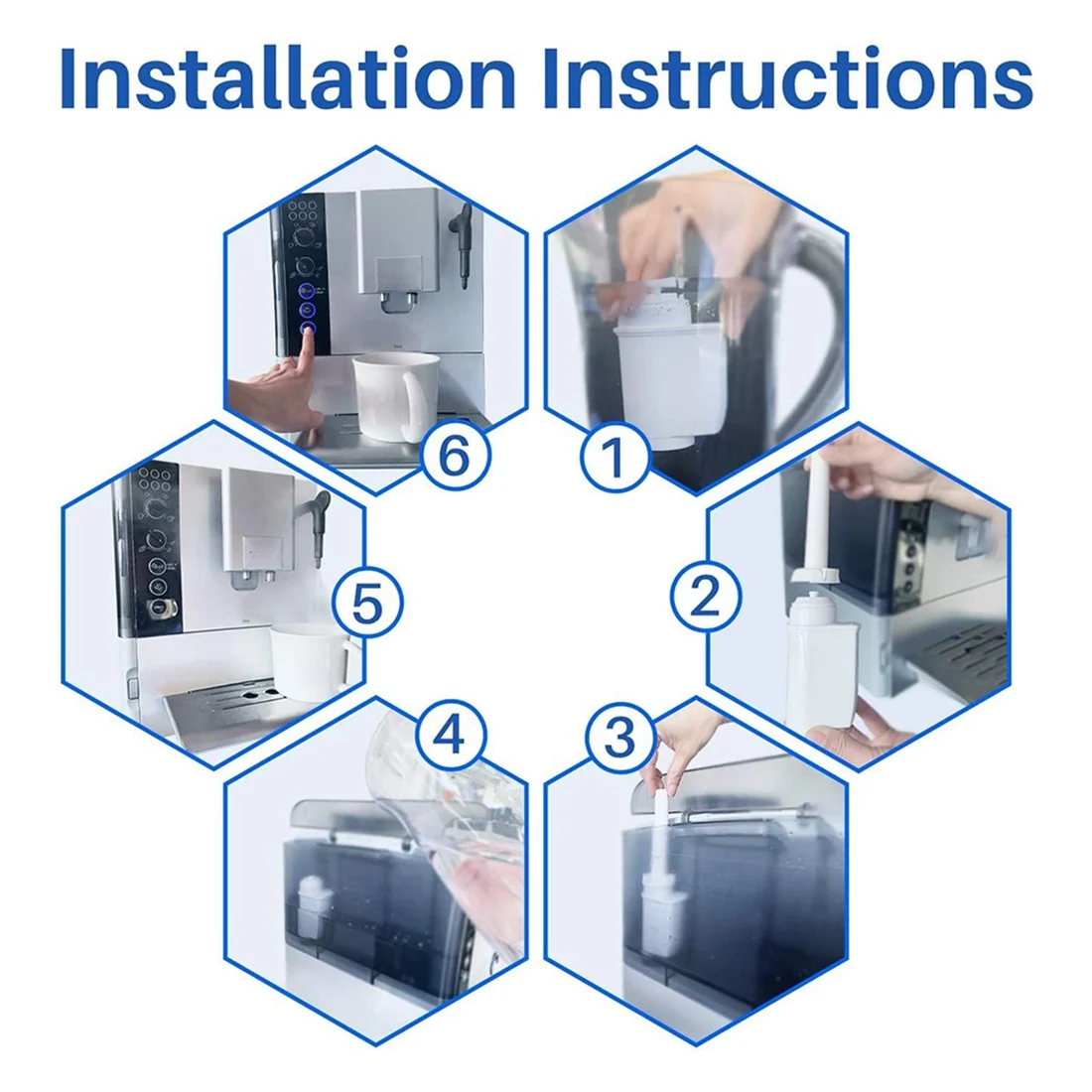 6 قطع فلتر مياه القهوة مناسب لسلسلة Siemens EQ، سيمنز TZ70003، TCZ7003، TCZ7033، لـ BRITA Intenza، فلتر مياه بوش
