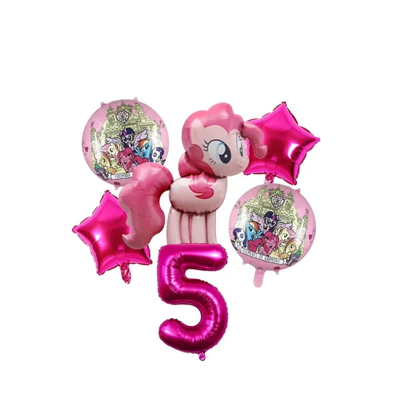 My Little Pony Birthday Balloon Bouquet Globos Set, Colorful Pony Balloons for Girls Birthday Party Backdrop Decor view 5