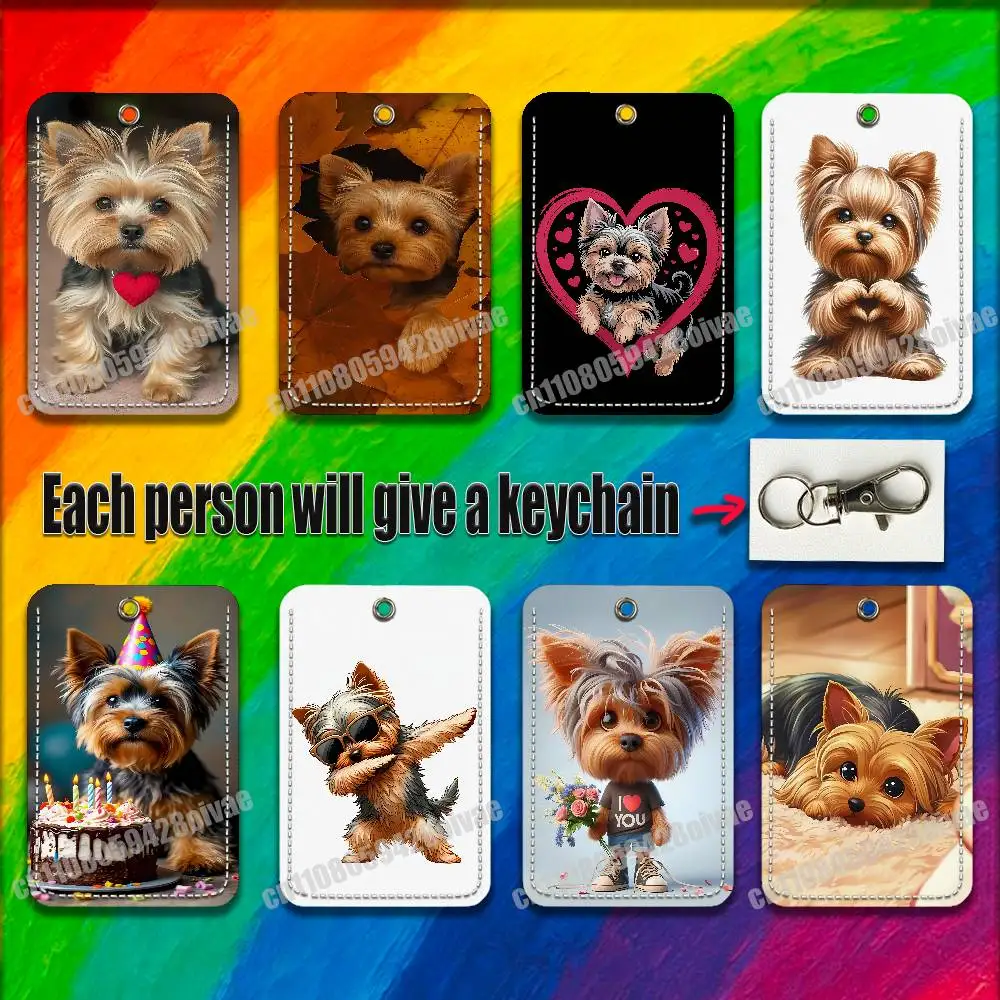 

Yorkshire Terrier Dog Puppy For ID Clips Credit Bank Work Card Holder Case Badge Bag Ornament Key Keychain