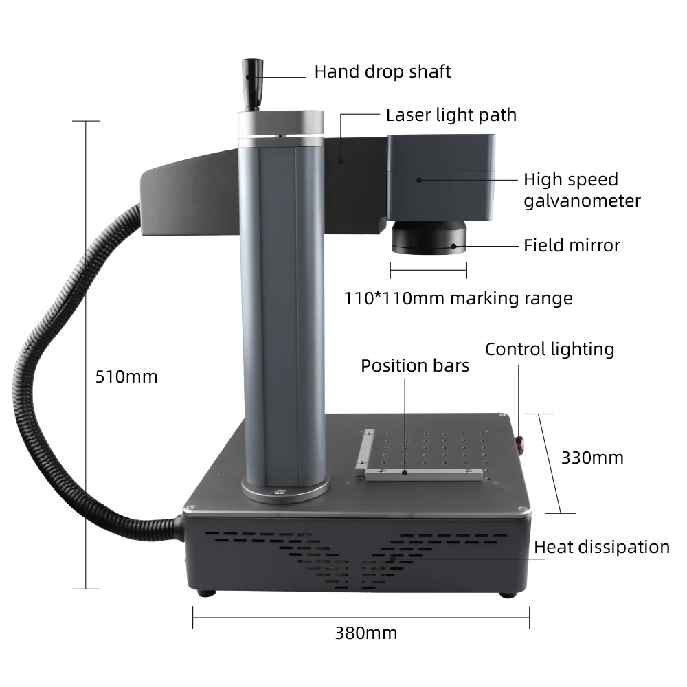 Kindlelaser Fiber Laser Marking Machine 20W/30W/50W Industrial Portable Engraver Engrave All Metal Jewelry Leather Plastic