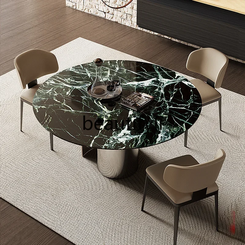 

Italian minimalist natural luxury stone dining marble dining premium round table dining