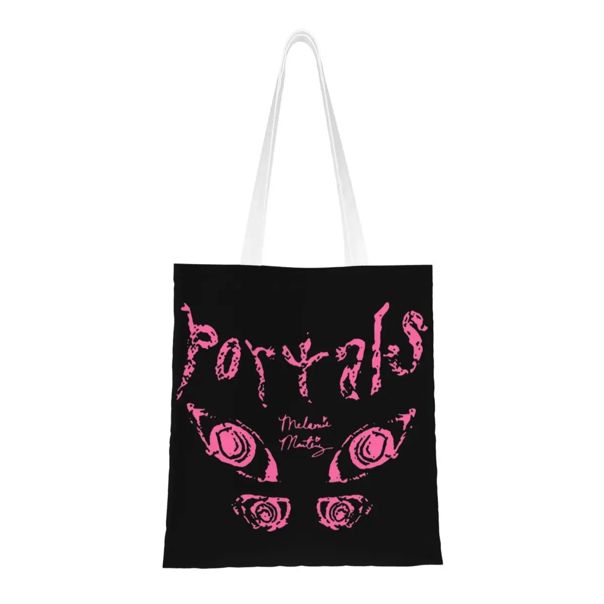 Custom Four Eyes Melanie Martinez Shopping Canvas Bag Women Portable Grocery Shopper Tote Bags