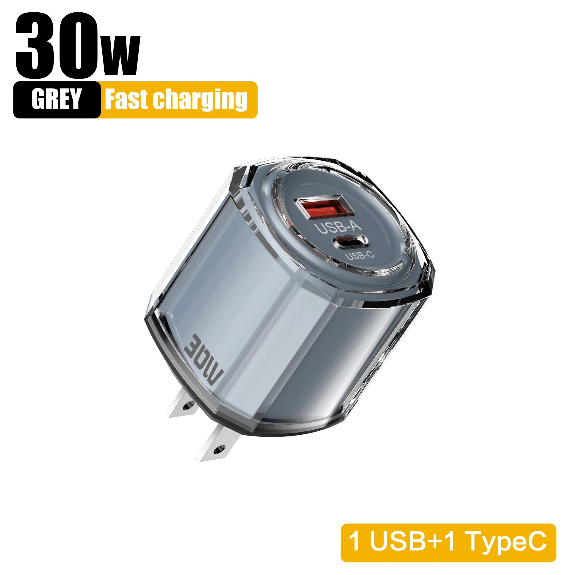30W USB C-oplader Muti-poorten Snel opladen Snel opladen QC3.0 Type C PD Mobiele telefoon-muuradapter voor iPhone 16 Pro Xiaomi 15