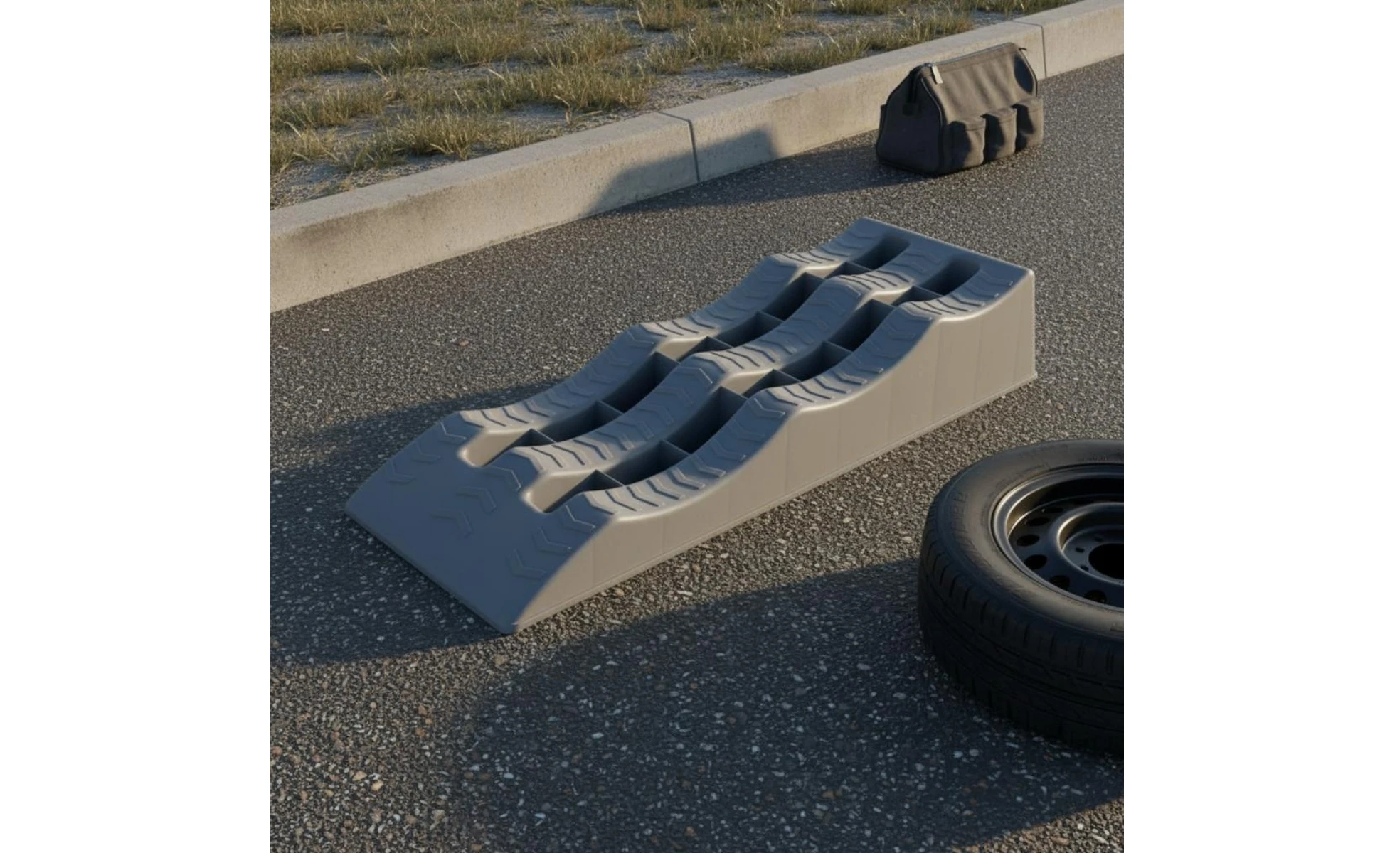 2 Pieces RV Wheel Chock Ramp High Strength PP Recreational Vehicle Tire Leveling Ramp RV Leveling Block Stable Parking Vehicle