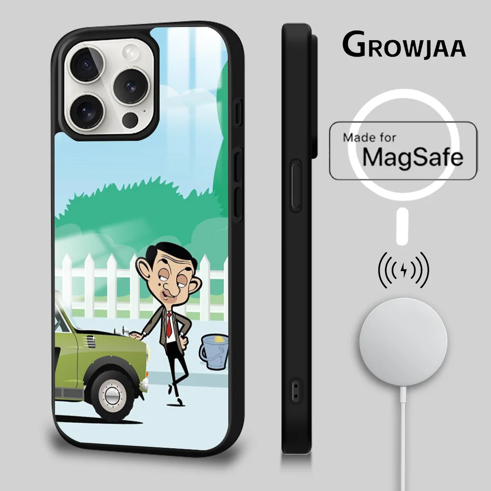 Classic Pantomime Funny Mr.Bean Phone Case For iPhone 15 14 13 12 11 Pro Max Plus Mini Shockproof Mirror Wireless Magnetic Cover