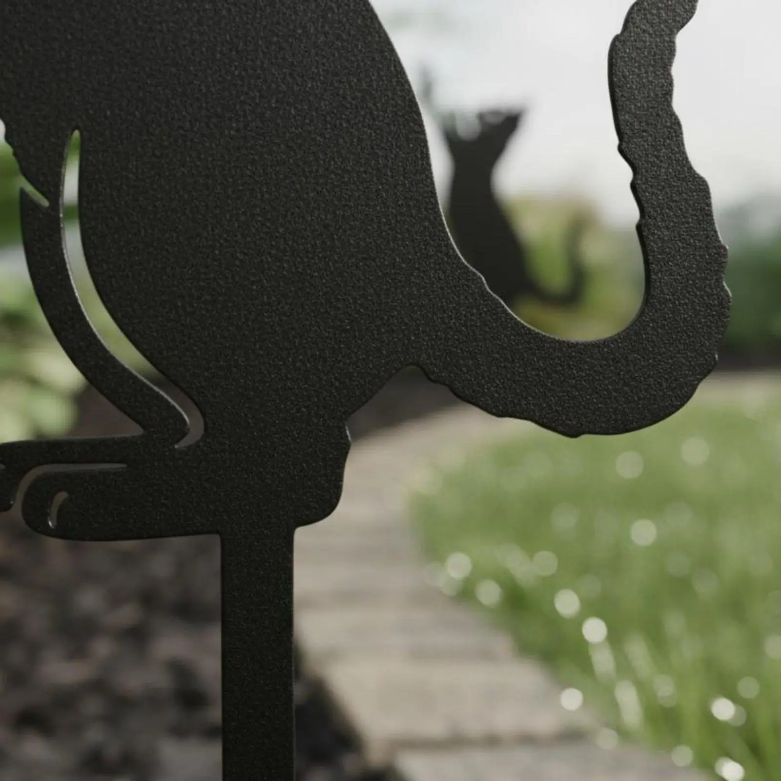 black color cat Shaped Garden Stake Weather Resistant Cat Silhouette Yard Stake