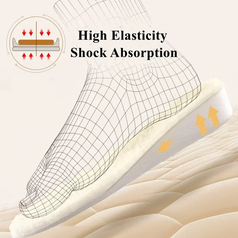 1Pair Winter Warm Shoes Insole for Feet Sports Shock Absorption Height Increase Insoles Men Women Fur Shoes Pads Growing Sole