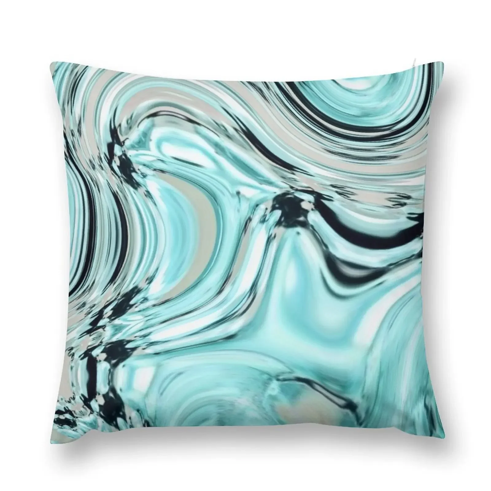 abstract pastel turquoise aqua blue marble swirls Throw Pillow christmas decorations 2025 Sofa Cushion Cover pillow