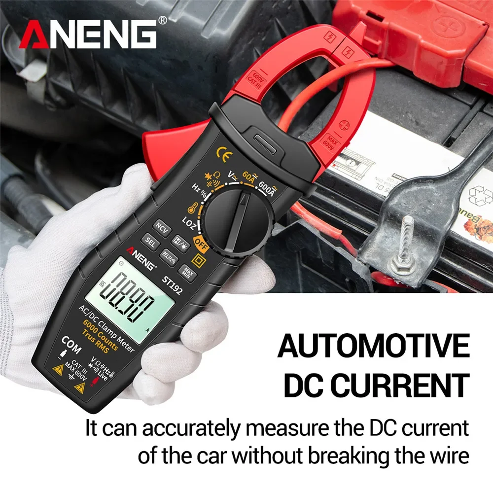 ANENG ST192 Digital Clamp Meters Multimeter 60A/600A Tester AC/DC Current 6000 Counts True RMS Capacitance NCV Ohm Hz Transistor