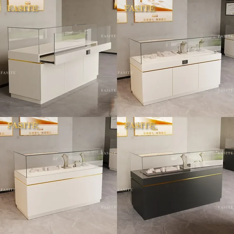 For Museum Showcase Wooden Display Cabinet Glass Counter Antique Jewelry Porcelain Exhibition Boutique Product Display Stand